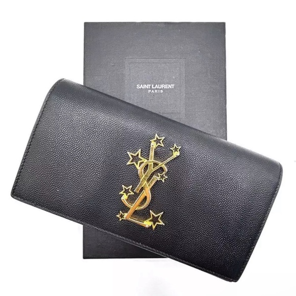 YSL Wallet YVES SAINT LAURENT Wallet Logo Christmas Star Long Wallet 💝 - Picture 1 of 12